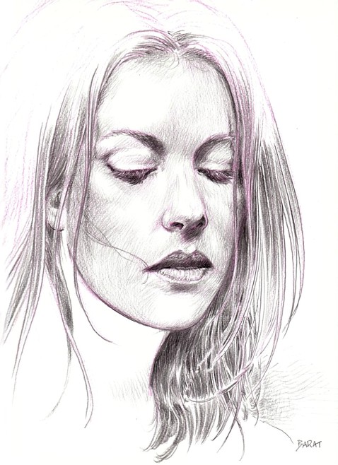 Femme aux yeux mi-clos - crayon - 2012