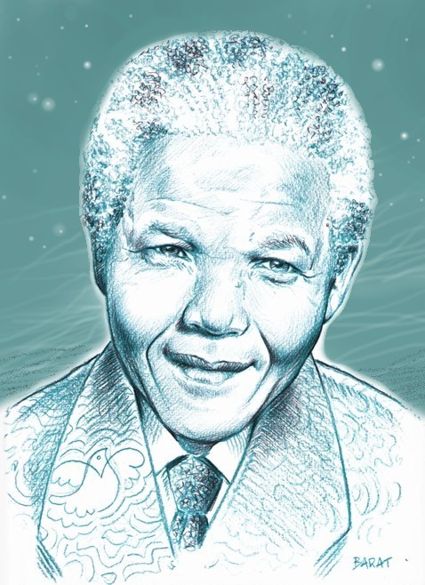 Nelson Mandela : portrait au crayon de couleur